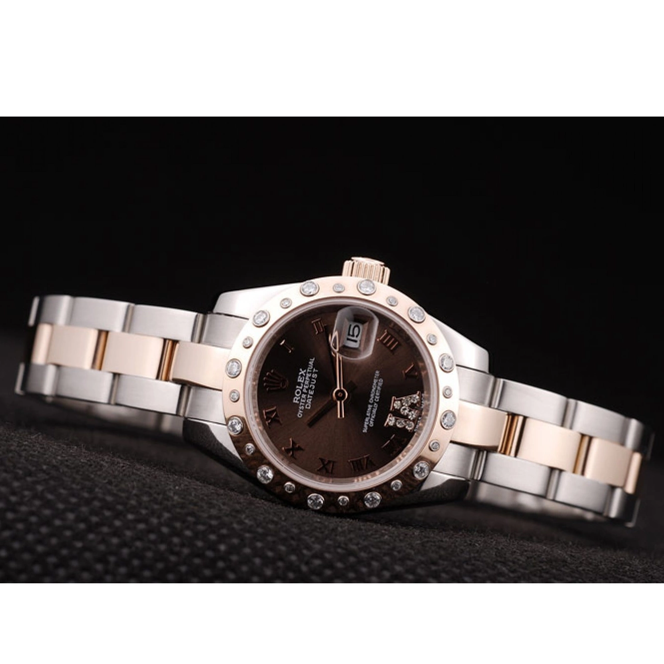 MiroTime 0721 Rolex DateJust Brushed Stainless Steel Case Brown Dial Diamond Plated